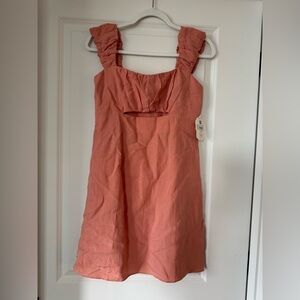 Altar'd State Coral Ruffled-Strap Dress
